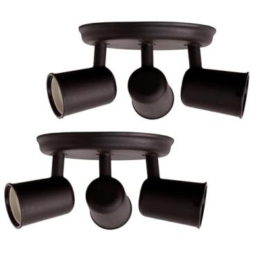 Imagem de Kit 2 Luminárias de Sobrepor Spot 3 Lâmpadas Direcionável E27 Tampa Cega (preto)