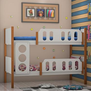 Imagem de Beliche Infantil Solteiro Ônix - Branco Mel - Divaloto Móveis