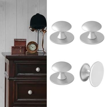 Imagem de CcHhyyt Puxadores adesivos de armário, 4 peças, puxadores autoadesivos prateados, sem furadeira, gaveta, puxadores de aço inoxidável, para armários de medicamentos, gavetas, armários, porta deslizante