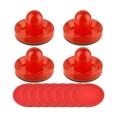 Imagem de Amagogo Empurradores de air hockey e discos de air hockey, remos de air hockey, acessórios de substituição para mesas de jogo, Vermelho