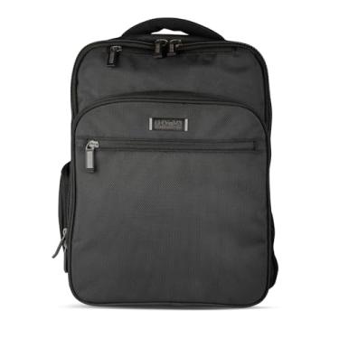 Imagem de Kenneth Cole REACTION Mochila fina Brooklyn Commuter para laptop e tablet de 16 polegadas para livros, escola e viagem, Mochila fina Brooklyn Commuter de 16 polegadas para laptop e tablet para negócios, escola e viagem, Poliéster preto, Polyester Backpack