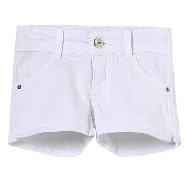 Imagem de Shorts Bebê Look Jeans Sarja Branco - P - UNICA-Unissex