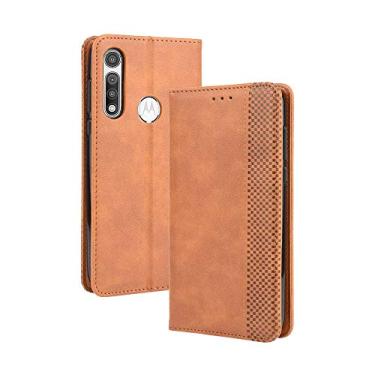 Imagem de Capa para Moto G 5G Plus, carteira de couro com suporte flip para Moto G 5G Plus, capa magnética retrô para celular, capa carteira com compartimentos para cartão