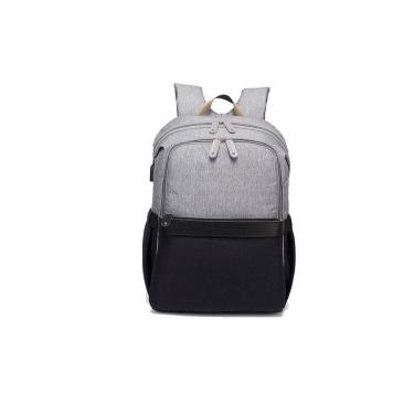 Imagem de Bolsa Mochila Maternidade Donna Laço Bebê LB Alexa Strap de Couro Cinza e Preto