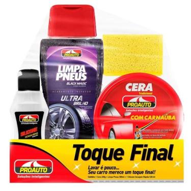 Imagem de Jogo Lavagem Automotiva Limpa Pneus+cera+silicone+esponja - PROAUTO