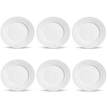 Imagem de Conjunto de Pratos Rasos 06 Peças Roma Branco Porto Brasil, Branco, 6 