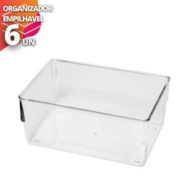 Imagem de 6 Organizador Acrílico Empilhavel Cozinha Gaveta Escritorio - Plas Tut