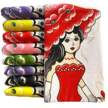 Imagem de Pano De Prato P/ Artesanato Boneca Chapéu C/ Glitter Kit C/5 - DRKZA