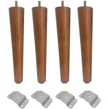 Imagem de 4 Pe Palito 30cm Marrom Claro Chapa Reta Metal Aço - Jthome, Amêndoa M