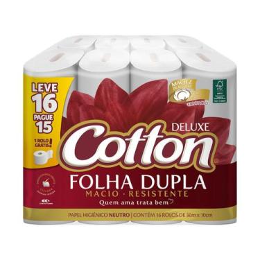 Imagem de Papel Higiênico Folha Dupla Cotton Neutro Deluxe 16 Rolos 30m
