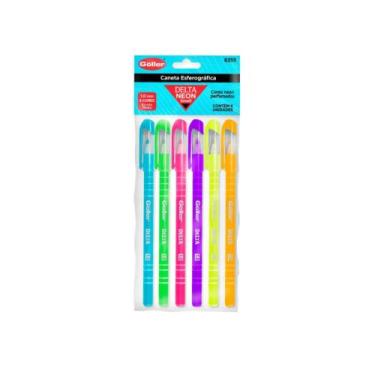 Imagem de Kit 6 Canetas Esferográficas Delta 1.0mm Neon Blister - Göller