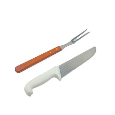 Imagem de Kit Faca 8'' Profissional + Garfo Para Churrasco - Churrasqueiro Pro -