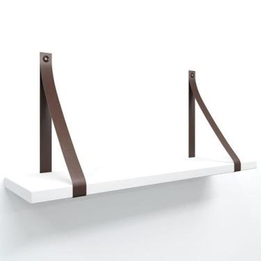 Imagem de Prateleira em MDF Branco 50x15cm com Alça - Lubrano, Café