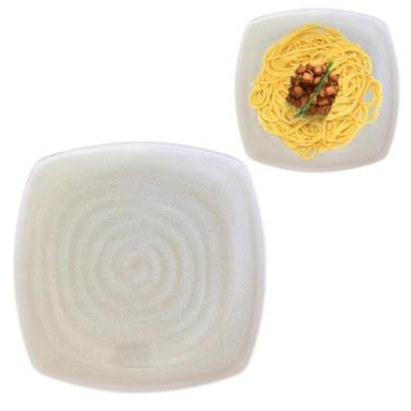Imagem de Prato Quadrado Oval Raso Espiral Areia em Melamina 25cm - Fx