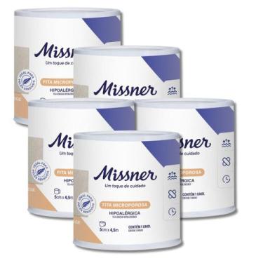 Imagem de Fita Micropore Bege 5cm x 4,5m 5 Unidades Missner 