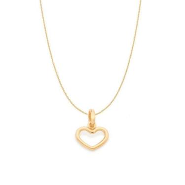 Imagem de Colar Rommanel Banhado Ouro Pingente Coração Vazado 531638 542262