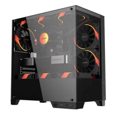 Imagem de PCYES ForceField TWR Black Vulcan - GFFTWRBV: Gabinete Gamer Mid-tower com Vidro Temperado e Suporte para até 9 Fans de 120mm
