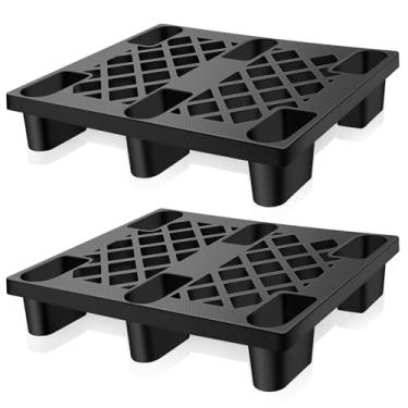 Imagem de GlikCeil Paletes de plástico resistente para porão 63 x 71 x 14 cm almofada de grade de armazenamento impermeável palete de piso leve HDPE grades respiráveis Racks para garagem supermercado porão,