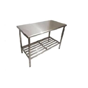 Imagem de Mesa inox tampo liso inferior grade 100x60 fixa imeca