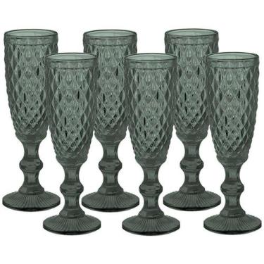 Imagem de Jogo Taças de Champagne Vidro Cinza 140ml com 6 Unidades - HAUSKRAFT-T
