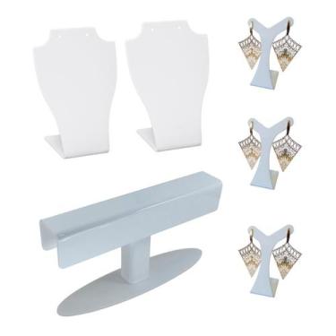 Imagem de Kit expositores de colar, brincos, pulseiras - Branco- 6 unidades - Ac