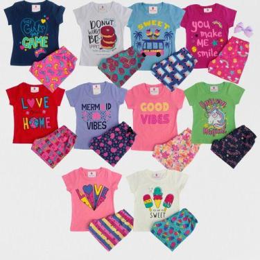 Imagem de Kit 10 peças  5 Conjunto Infantil Menina Tam 10 com Acessório infantil