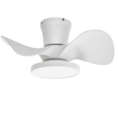 Imagem de ocioc Ventilador de teto silencioso com luz LED 56 cm grande volume de ar controle remoto branco para cozinha, quarto, sala de jantar, pátio