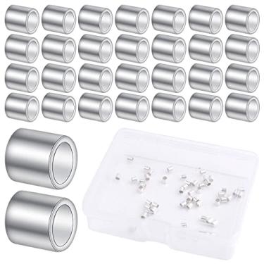 Imagem de 50 peças de contas de tubo de crimpagem de prata esterlina de 2 mm Coluna friso espaçador contas de cabo pontas de tampa de cabo contas soltas com uma caixa para pulseira faça você mesmo joias