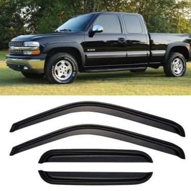 Imagem de Cxdar Protetores de chuva de janela para Chevy Silverado/GMC Sierra 1500/2500/3500/2500/2500HD 1999-2006, viseira de ventilação de janela, defletores de vento para Silverado/Sierra Classic 2007 modelo cabine estendida