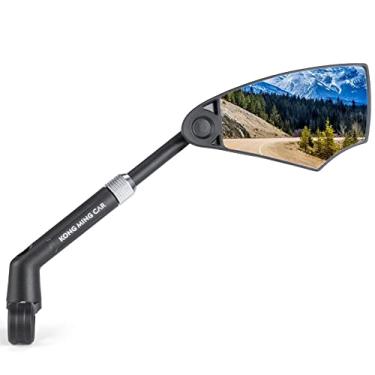 Imagem de Espelho de bicicleta para guidão HD antirreflexo com lente antirreflexo espelho de vidro resistente a arranhões ajustável e seguro espelhos retrovisores para guidão de 21-24 mm (direito)
