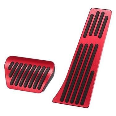 Imagem de X AUTOHAUX Kit de capas de pedal de freio e acelerador de gás vermelho antiderrapante sem perfuração pastilhas de pedal de liga de alumínio para BMW X3 X4 X5 X6 X7 Z4