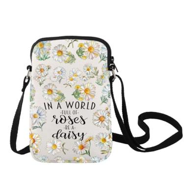 Imagem de LEVLO Bolsa transversal com margarida, presente para amantes de margaridas, presente em um mundo cheio de rosas, seja uma margarida, mercadoria, Be a Daisy C Bag