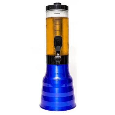 Imagem de Torre De Chopp Beer 2.2L Copo Giratório Com 3 Tubo Gelante Base De Alu