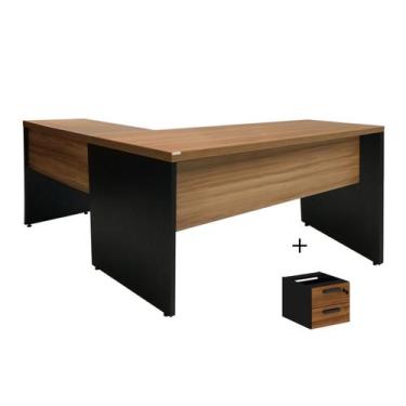 Imagem de Mesa escrivaninha em L com mesa auxiliar 1,70x1,60m 02 Gavetas WORKSTA
