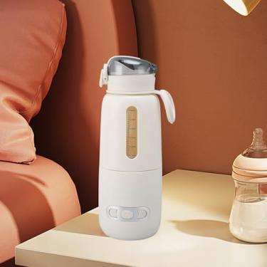 Imagem de Aquecedor de Leite Portátil, Aquecedor de Mamadeiras de 10,2 Onças para Leite Materno e Fórmula, Recarregável por USB e Controle de Temp por LED, Aquecimento Rápido de água e Leite