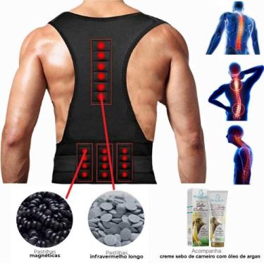 Imagem de Corretor Postural Magnético Infravermelho Reforçado + Bolsa + Creme Se