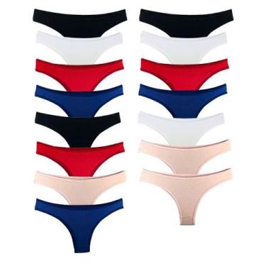 Imagem de Kit 15 Calcinhas Fio Dental Algodão Cotton Básica Lisa Lingerie - Try 