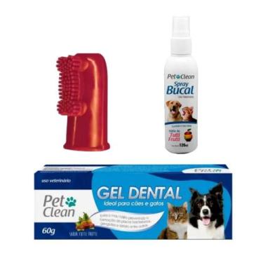 Imagem de Kit Dedeira + Pasta Dente + Spray Bucal Pet Clean Cachorro, PastaTUTTY