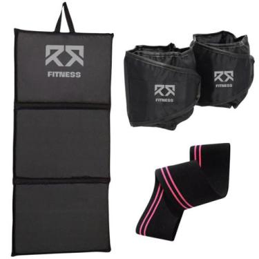 Imagem de Kit Par Caneleira Tornozeleira De Peso Profissional + Colchonete Dobrá