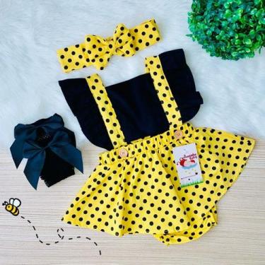 Imagem de Jardineirinha Bunda Rica Abelhinha + Faixinha de Cabelo - Joaninha Bab