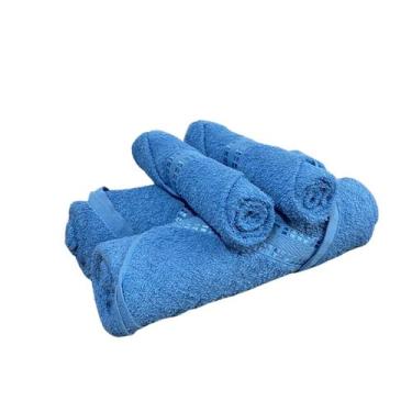 Imagem de Kit Toalha de Banho/Rosto Luxo Linha Celine Azul 4Pçs - Margex