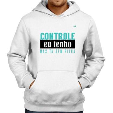 Imagem de Moletom Controle eu tenho, mas tá sem pilha - Foca na Moda, Branco, M