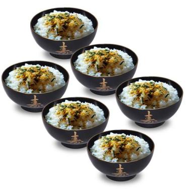 Imagem de Kit C/ 6 Tigela Japonesa Owan Ideograma Japonês Preta 6x12cm - AC