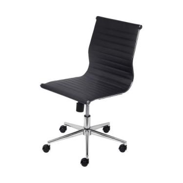 Imagem de Cadeira de Escritório de Esteirinha Cor Preta - Base Baixa Sem Braço -