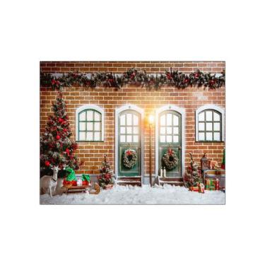 Imagem de Fundo Fotográfico 1,55 X 1,20 - Efeito Muro Tijolinhos Natal Neve 031 