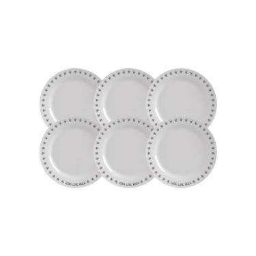 Imagem de Jogo Prato Raso Rock Opaline Branco Menu Nadir - Kit 6 Peças