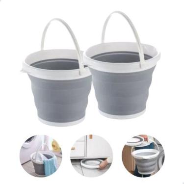 Imagem de Kit 2 Balde Silicone Dobrável Retrátil Flexível 5 Litros Com Alça - Fs