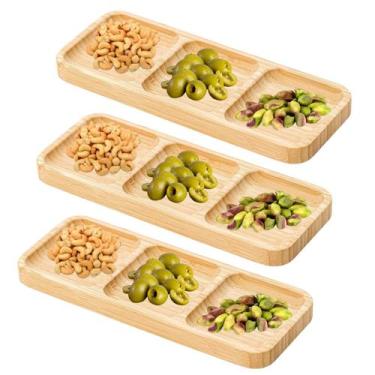 Imagem de Kit 3 Petisqueira Retangular Bambu Tira Gosto Amendoim Doce - Home Mor