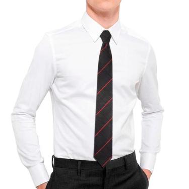Imagem de Gravata jacquard slim Casamento Executivo Preto Xadrez Verme - Anjo Da
