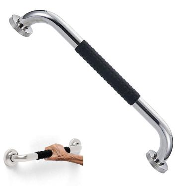 Imagem de Barra de Apoio Inox 60cm Suporte Antiderrapante Casa Banheiro Box Idoso Gestante Criança Cadeirante Acessibilidade Corrimao Escada Segurança